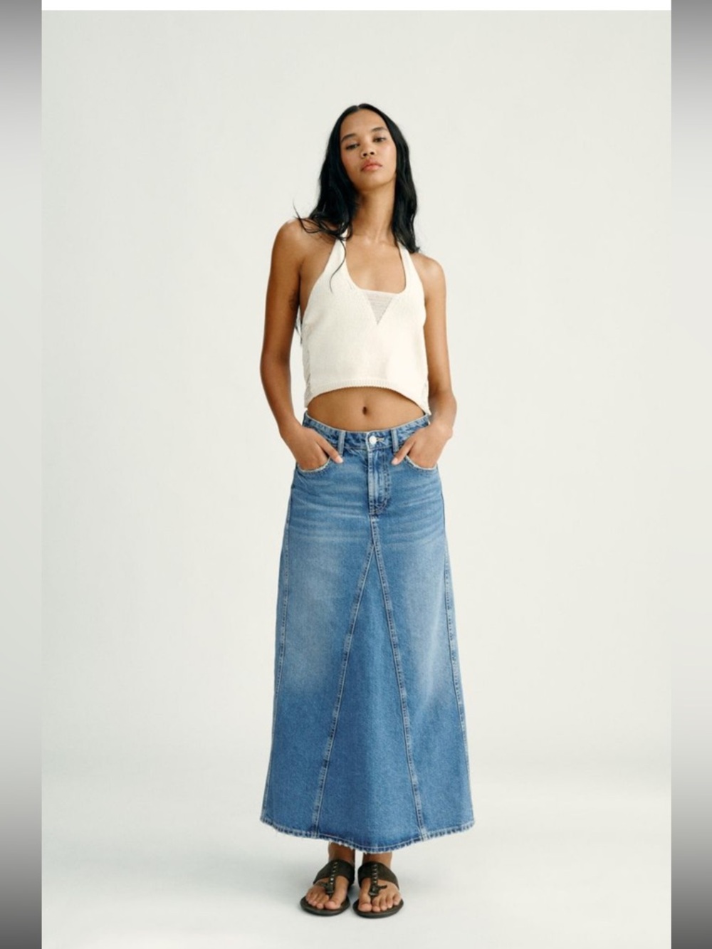 Zara midi denim skirt size large